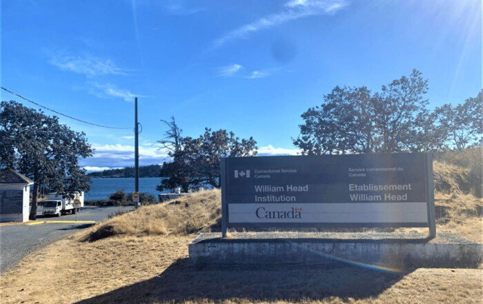 Sign at the entrance of William Head Institution near Victoria, British Columbia